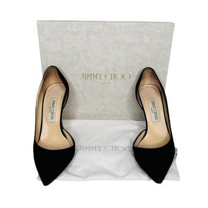Jimmy Choo Willis D'Orsay Pumps Black Suede Leather Pointed Toe Size EU 38